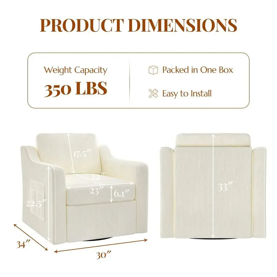 Swivel Accent Chair Set Of 2 Upholstered Armchairs For Reading