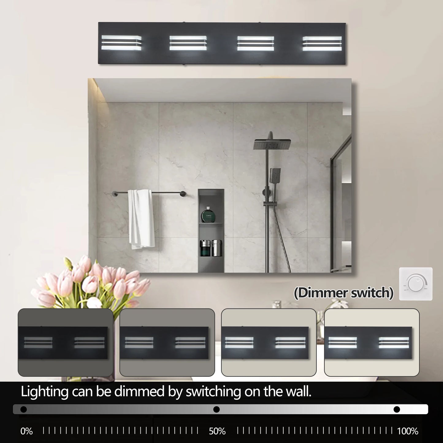 ARLGSITE Modern 4 Light LED Vanity Light Fixture For Bathroom