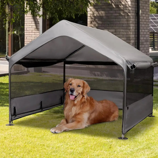 Dog Shelter Tent Outdoor With Three Sided Mesh Windows