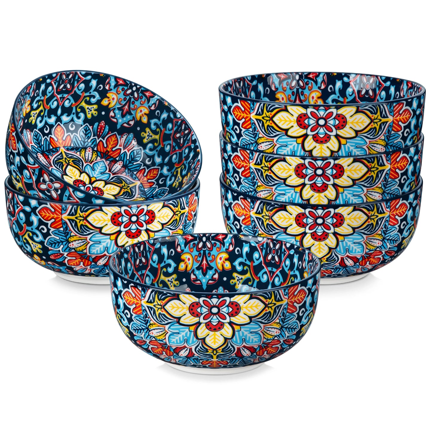 Malacasa Porcelain Cereal Bowls Set Floral Bohemian Style