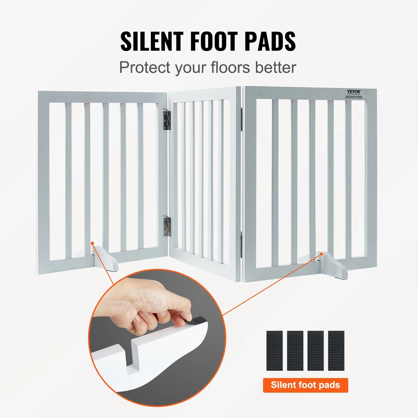 Foldable Free Standing Dog Gate With 3 Panels