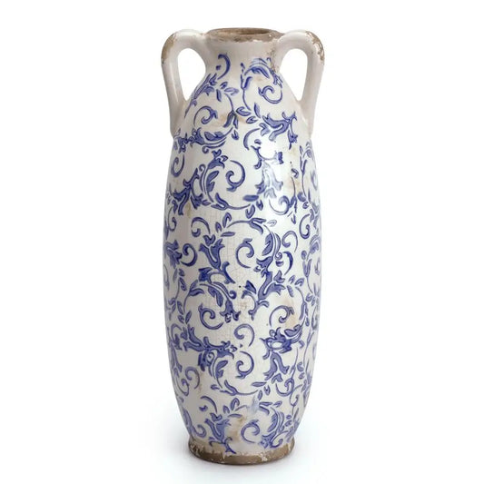Farmhouse Ceramic Crackle Glaze Floor Vase For Pampas Grass Decor