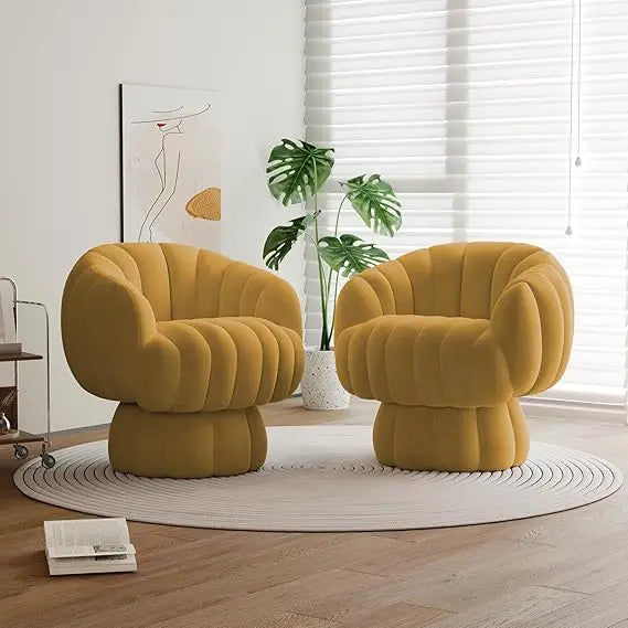 Mid Century Modern 360 Degree Swivel Velvet Accent Chair Set