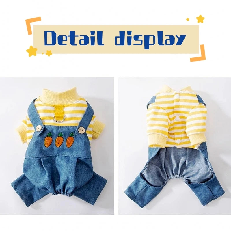 Autumn Striped Pet Jumpsuit For Small Dogs And Cats Pajamas