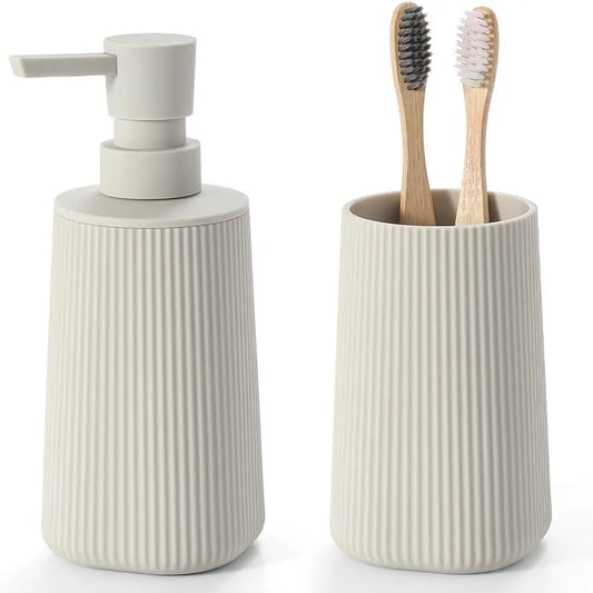 Bathroom Accessories Set 2 Piece Soap Dispenser And Toothbrush Holder