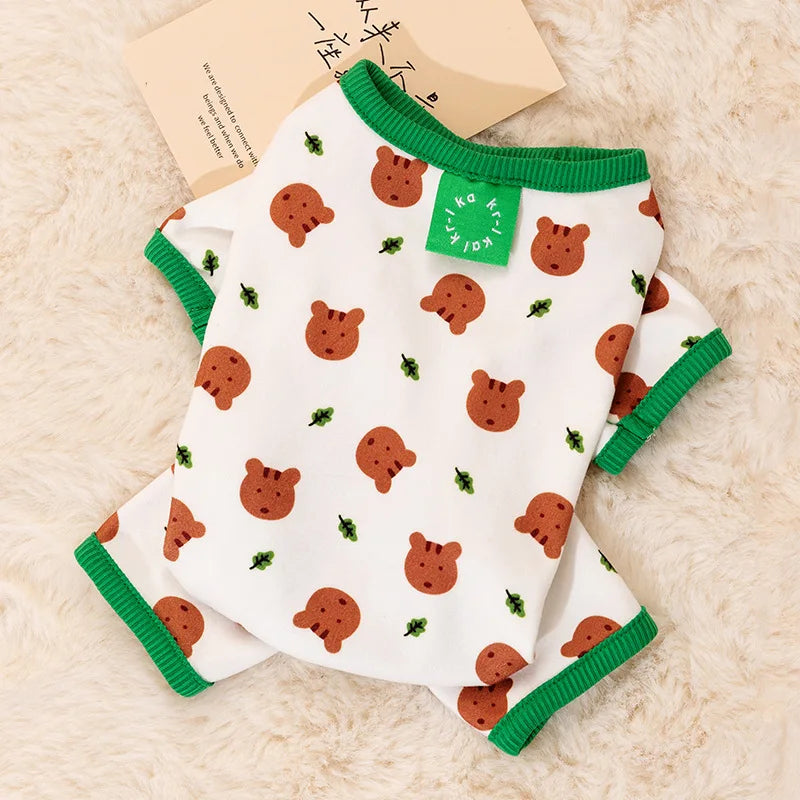 Striped Smile Print Jumpsuit For Small Dogs Autumn Pajamas