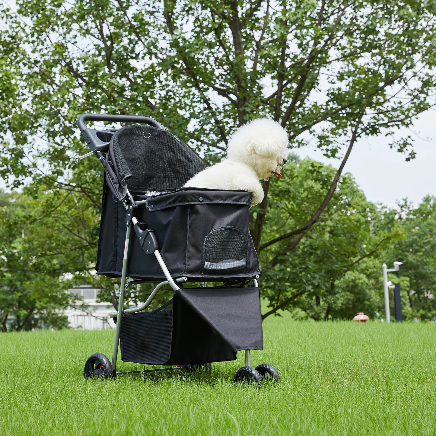 3-Wheel Foldable Pet Stroller For Small Dogs And Cats