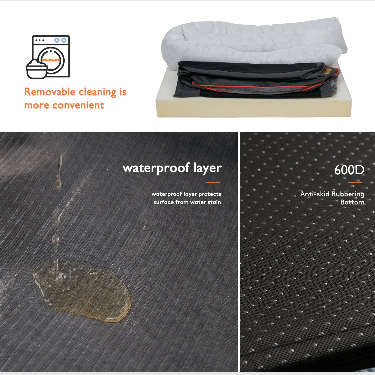 BINGOPAWCN Dog Bed With Removable Washable Cover Waterproof Anti Allergy
