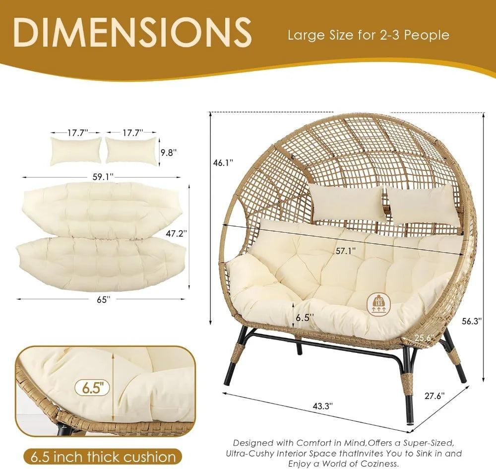Double Egg Chair Outdoor Wicker Loveseat
