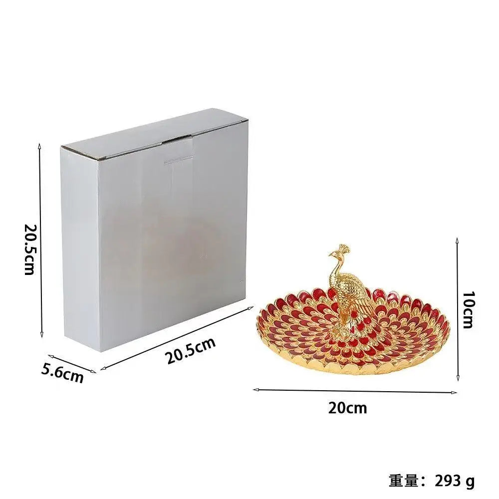 Peacock Motif Fruit Salver for Banquets and Weddings Metal