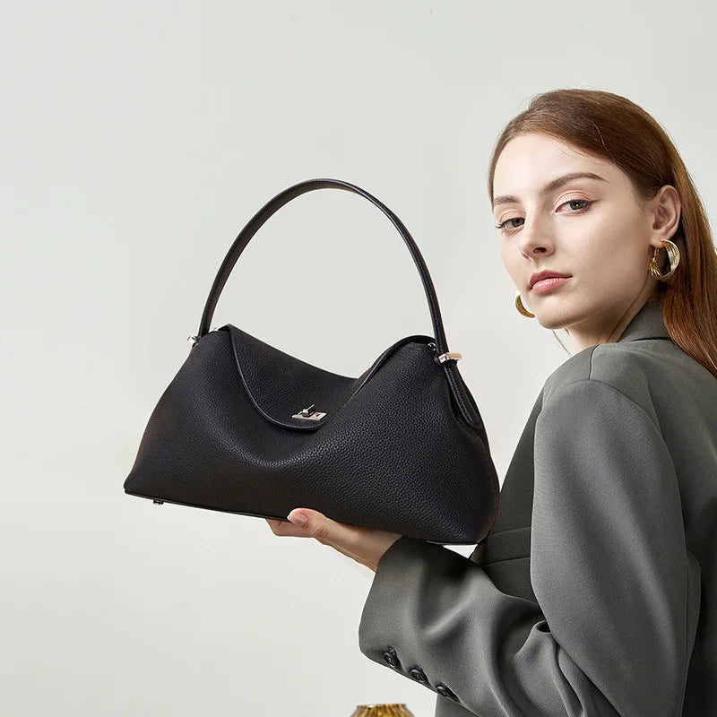 Shoulder Tote Bag Rodeo Style Luxury Top Grain Cowhide Women's Bag - Dual-Use Armpit & Commuting Tote with Large Capacity KZ011