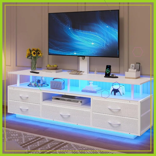 LED TV Stand With Mount And Smart Lighting With Storage