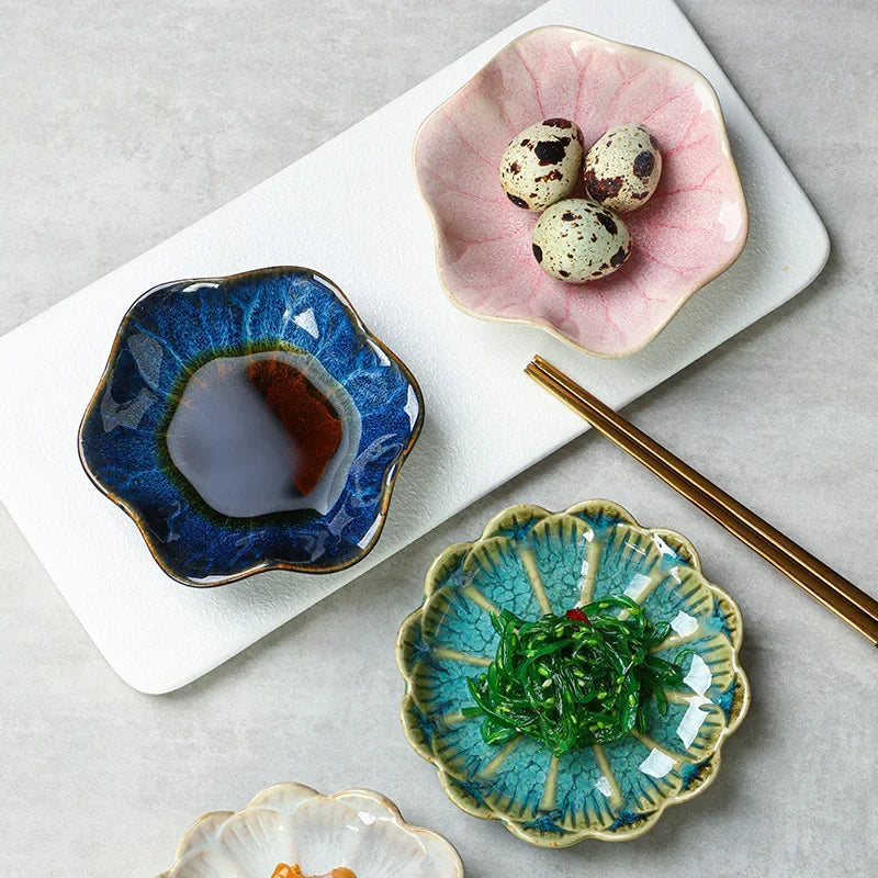 Japanese Ceramic Plate Glazed Kiln Finish Sushi Soy Sauce Dish