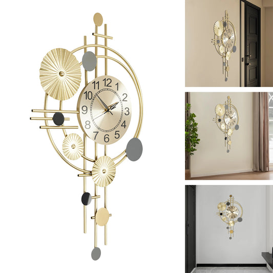 Gold Decorative Wall Clock Silent Non-Ticking For Indoor Use