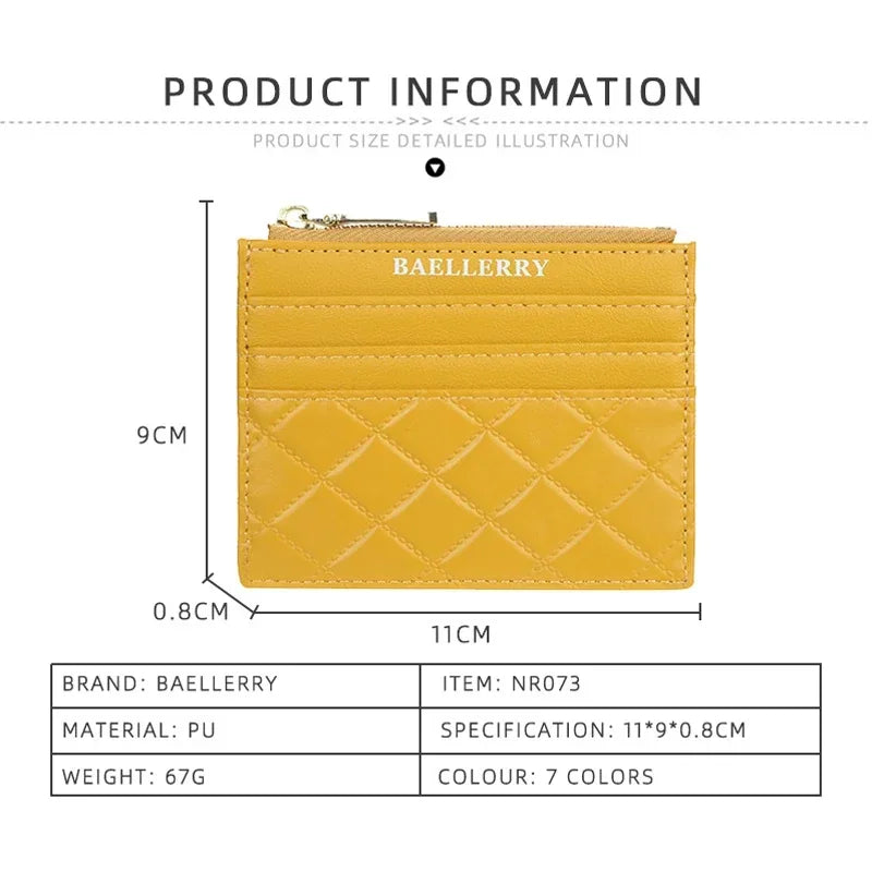 Baellerry Mini Women Wallet Slim Zipper PU Leather Card Holder