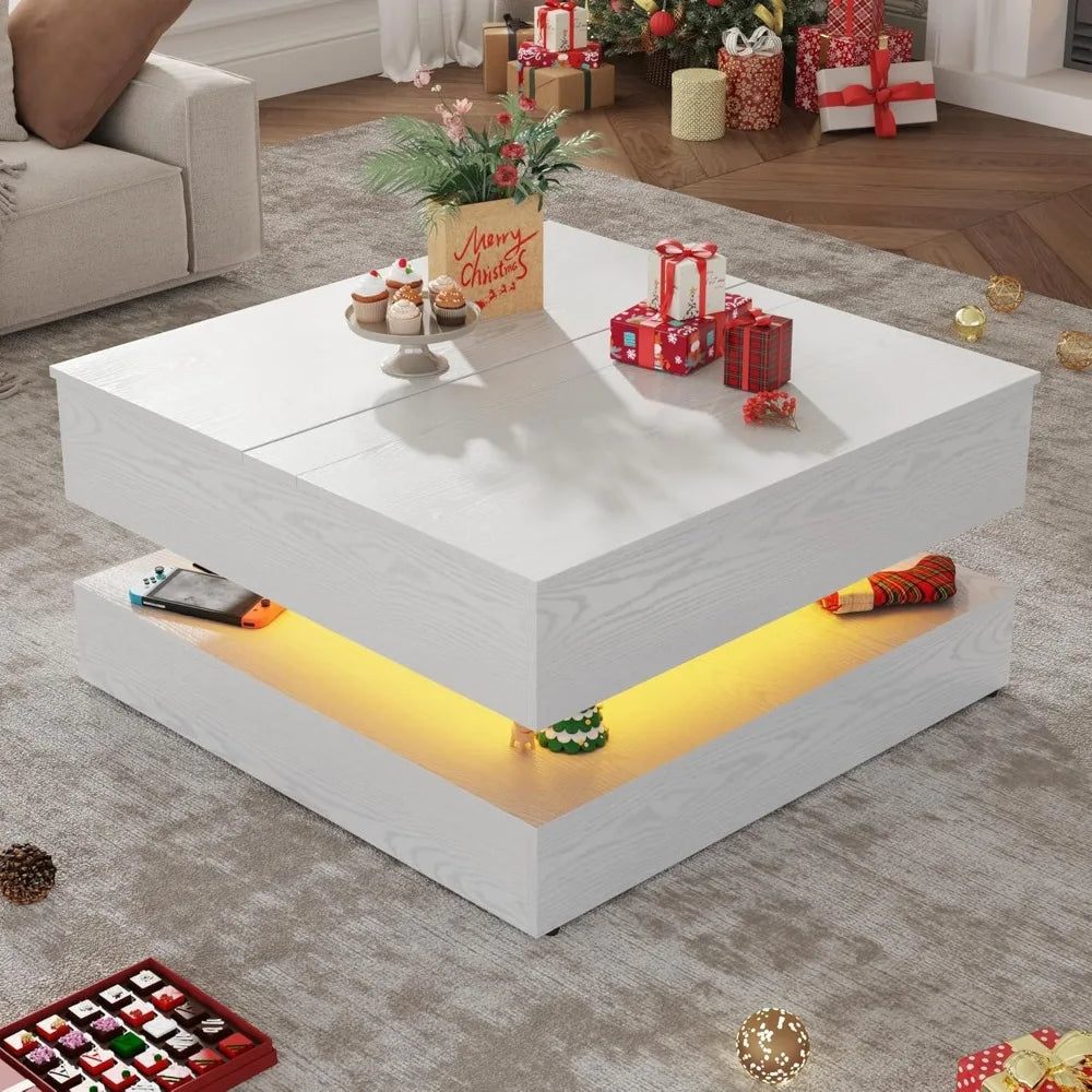 Preferred Modern Square Coffee Table With Lifting Top And Charging