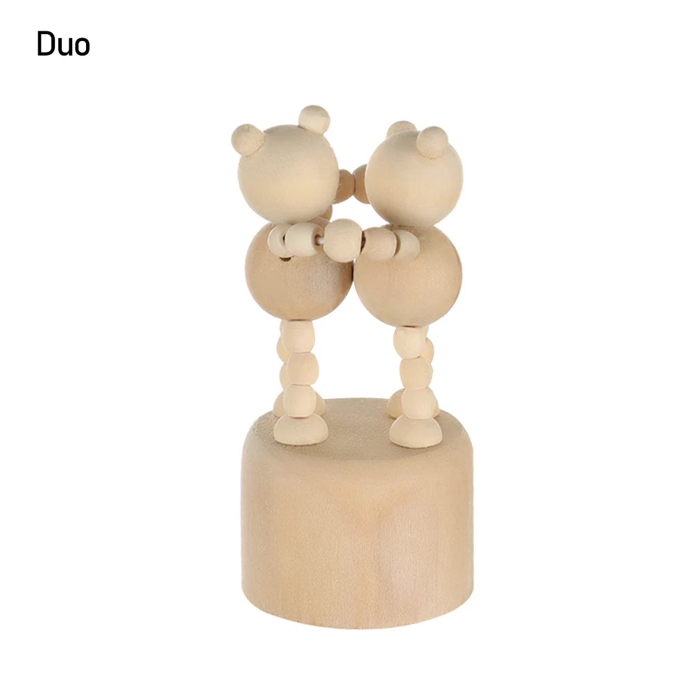 Wooden Animal Ornaments Mini Desktop Puppet Decorations For Home