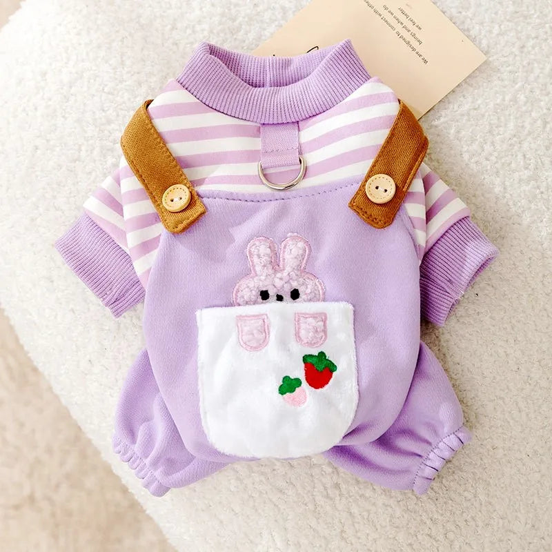 Autumn Striped Pet Jumpsuit For Small Dogs And Cats Pajamas