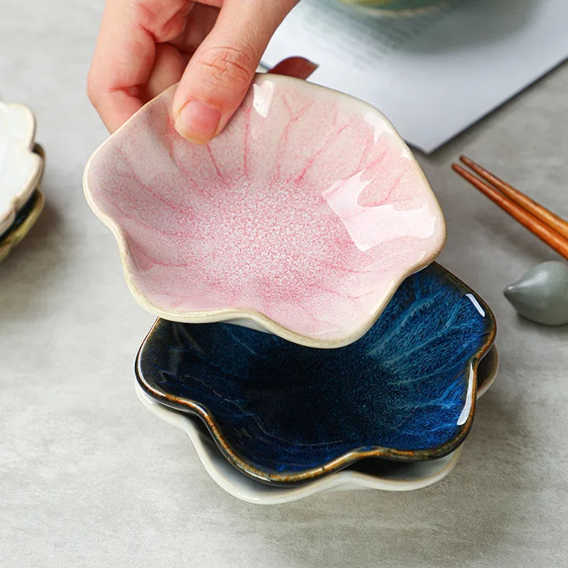 Japanese Ceramic Plate Glazed Kiln Finish Sushi Soy Sauce Dish
