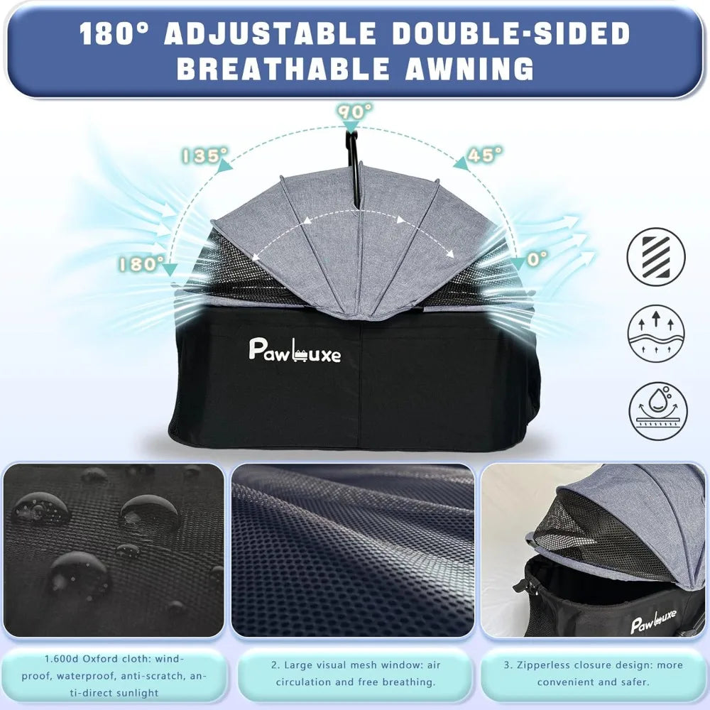 Stroller 4 Wheels With Detachable Carrier For Small Dogs Cats