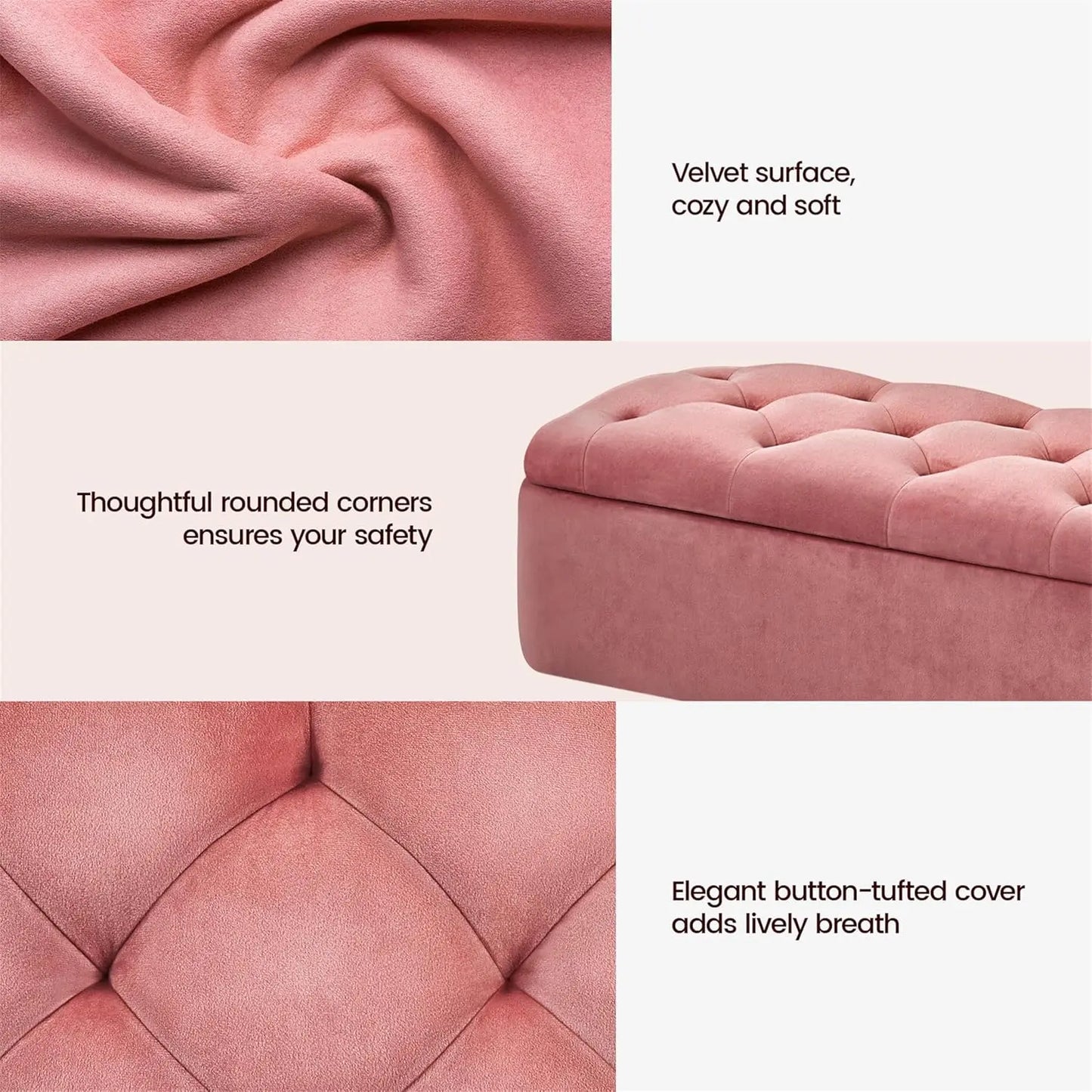 XMSJ Velvet Ottoman With Storage Bench For Living Room