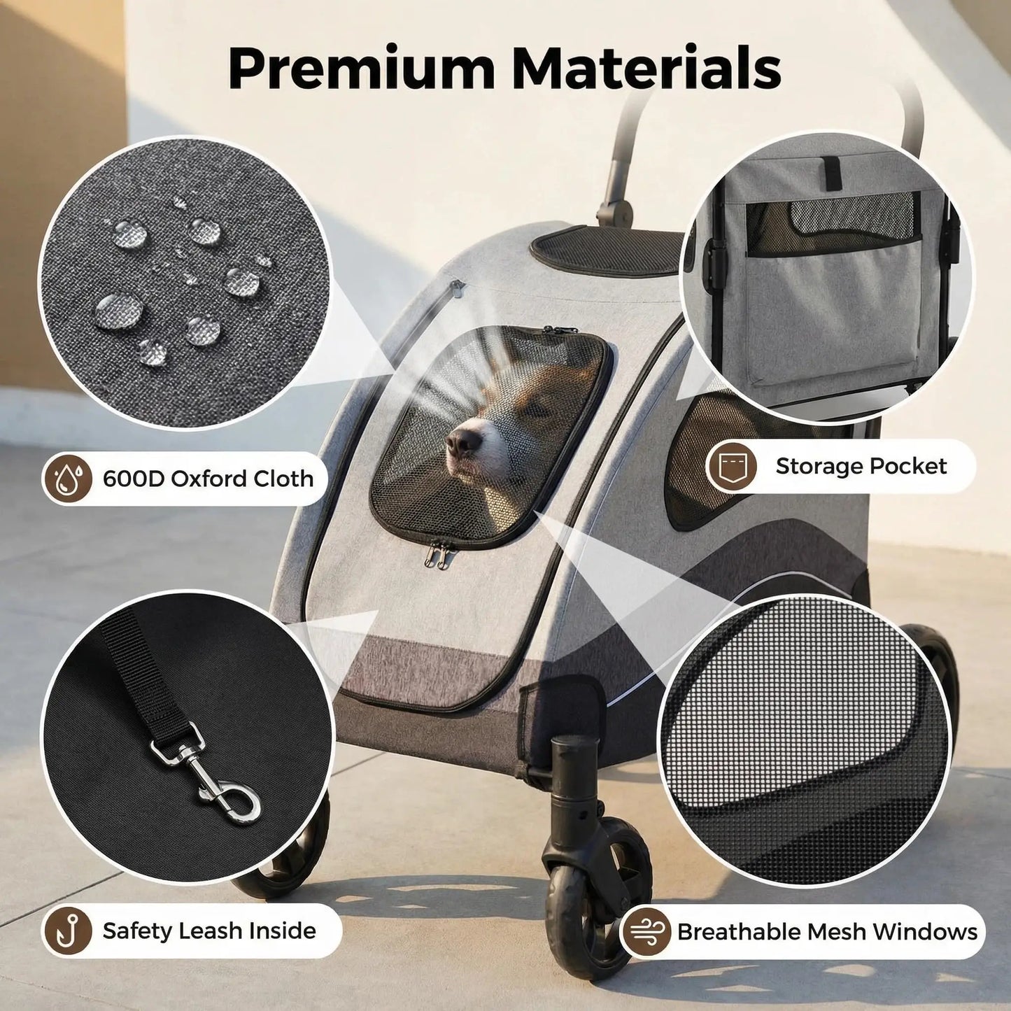 HiMISS Collapsible Large Dog Stroller Wagon With 360 Degree Swivel