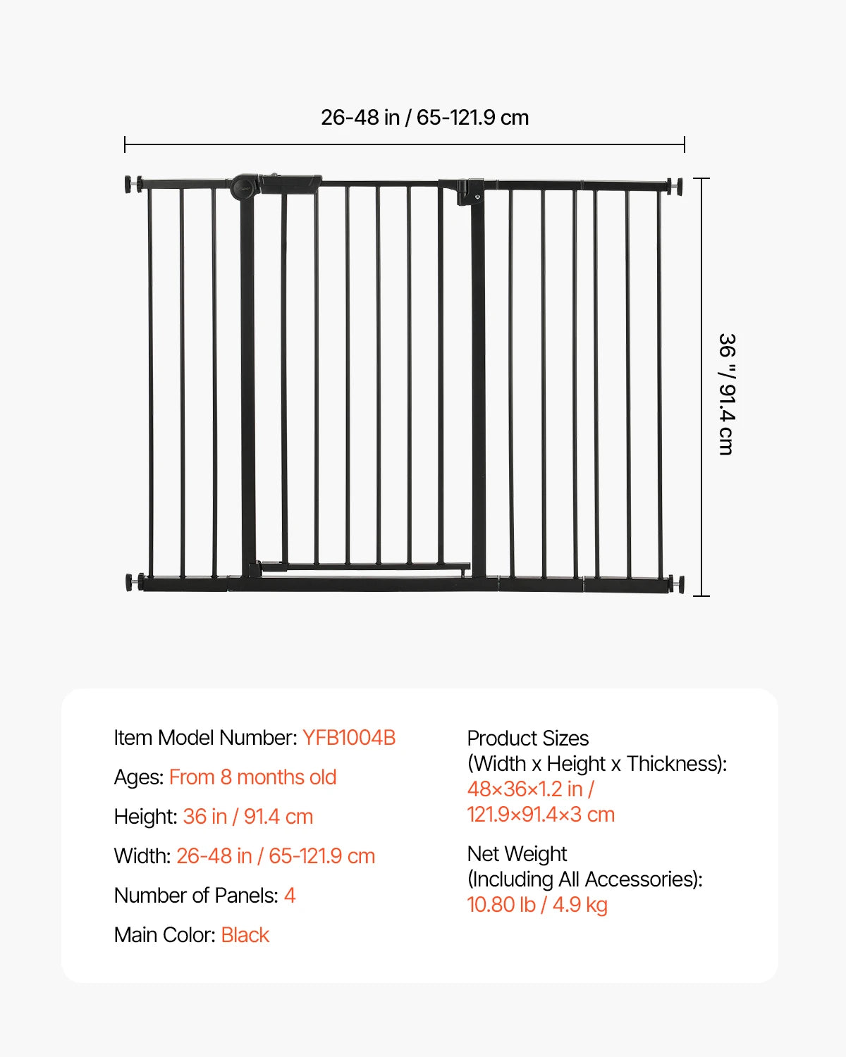 SucceBuy Baby Gate Pressure Mount Walk Through Security Doorways