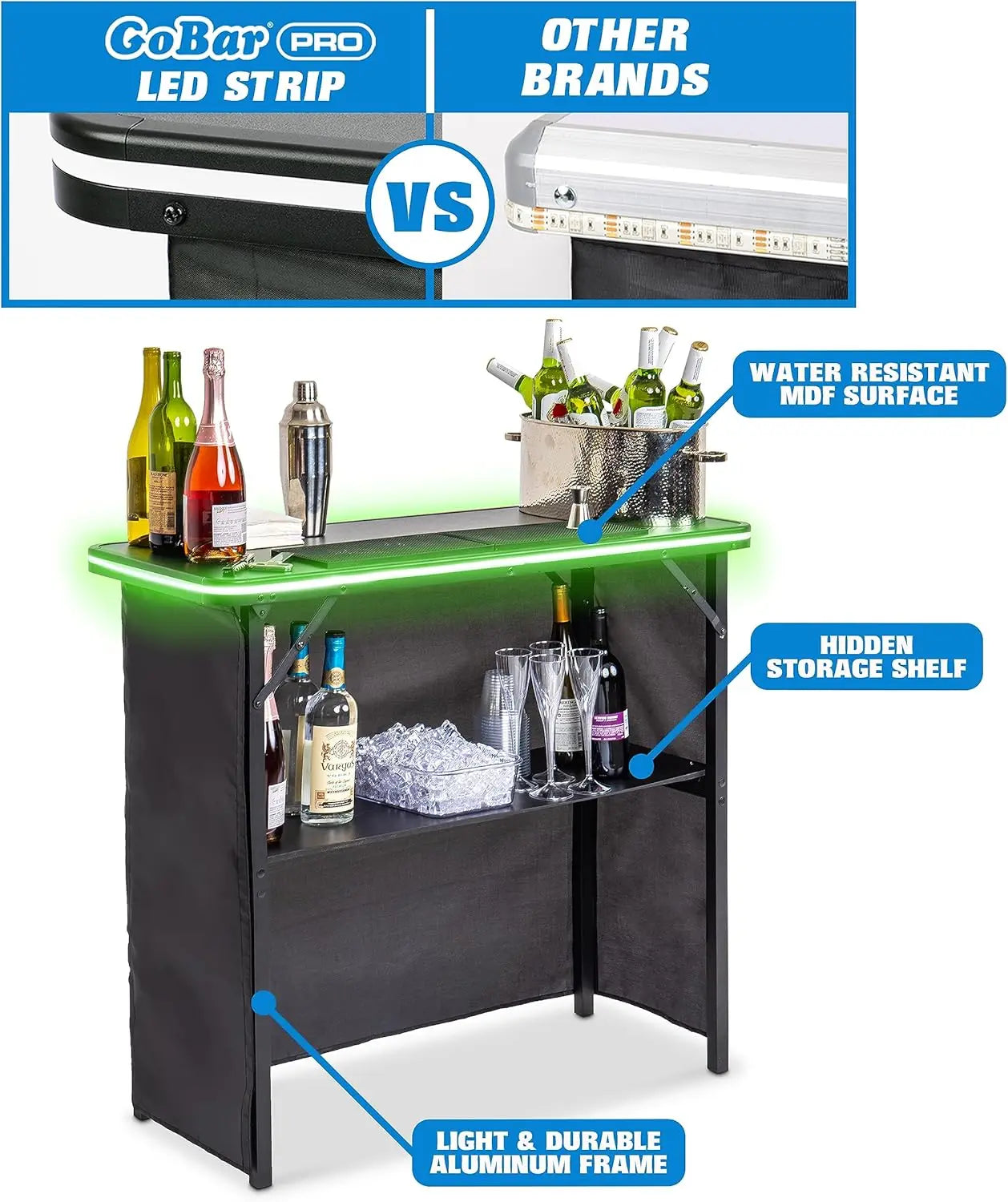 Portable Bar Table for Events and Mobile Bartending Station