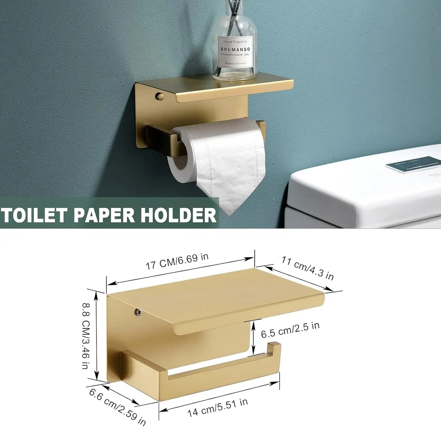 Stainless Steel Hardware Set With Towel Bar And Shelf