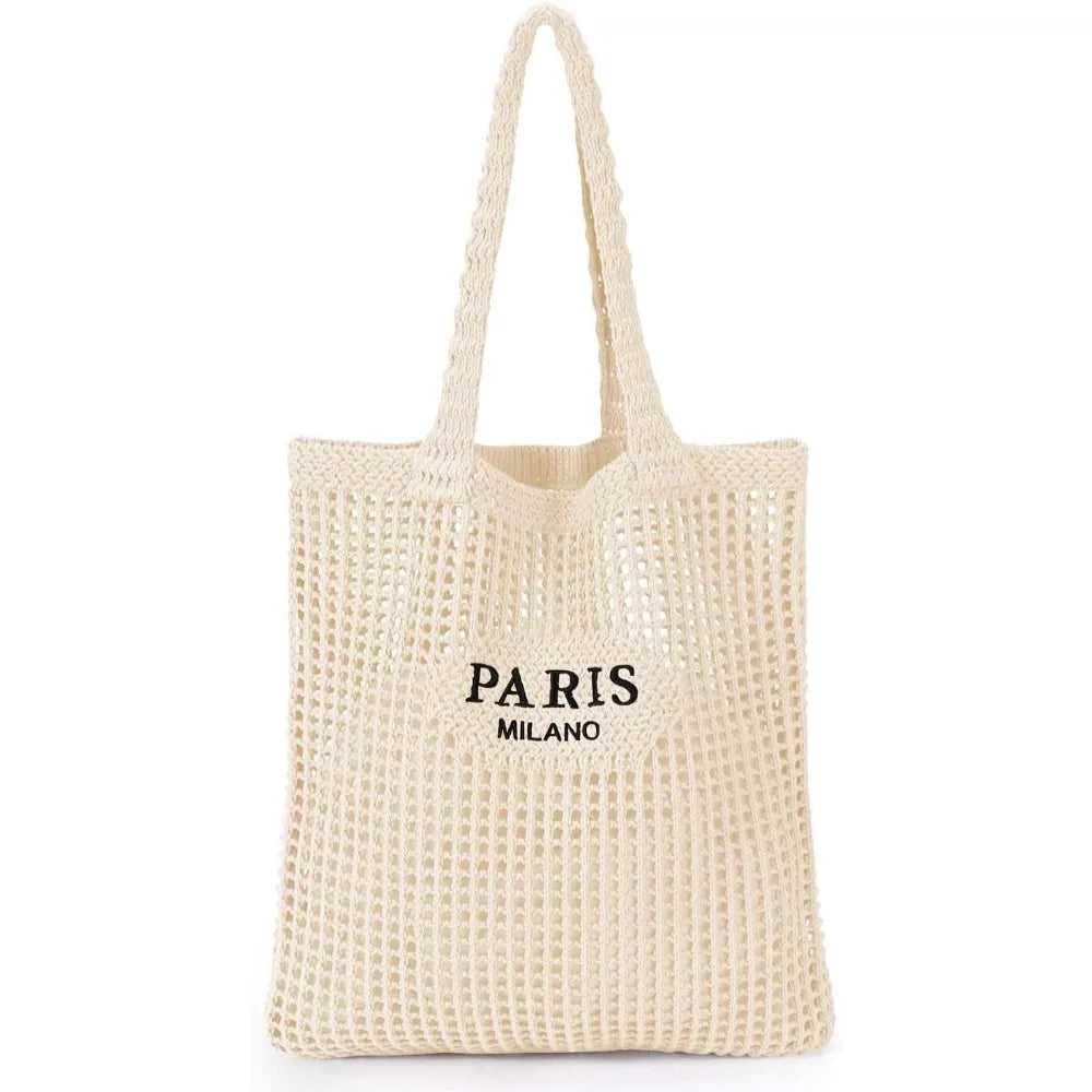 NONECN Crochet Tote Bag For Women Boho Mesh Beach Bag