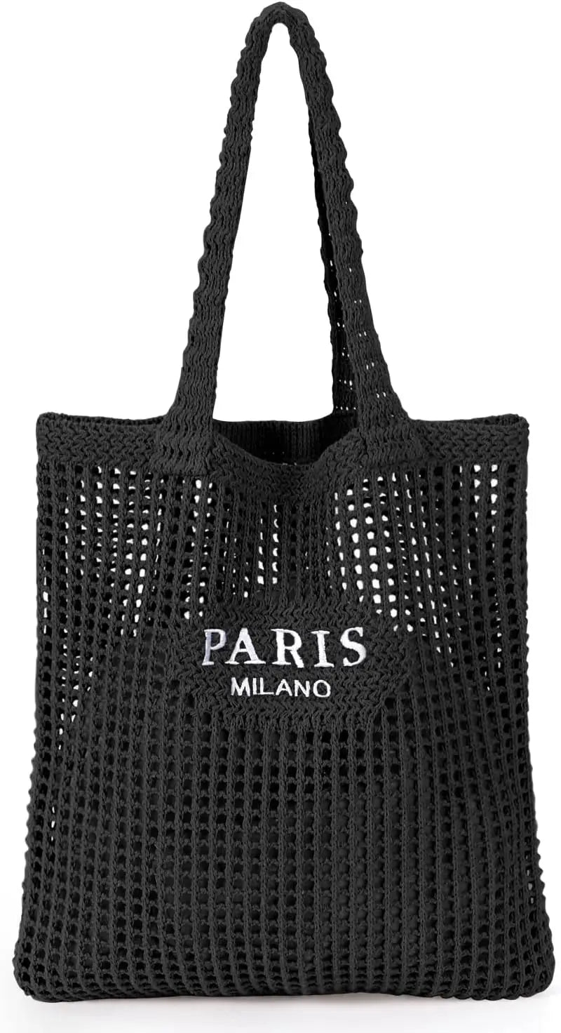 NONECN Crochet Tote Bag For Women Boho Mesh Beach Bag