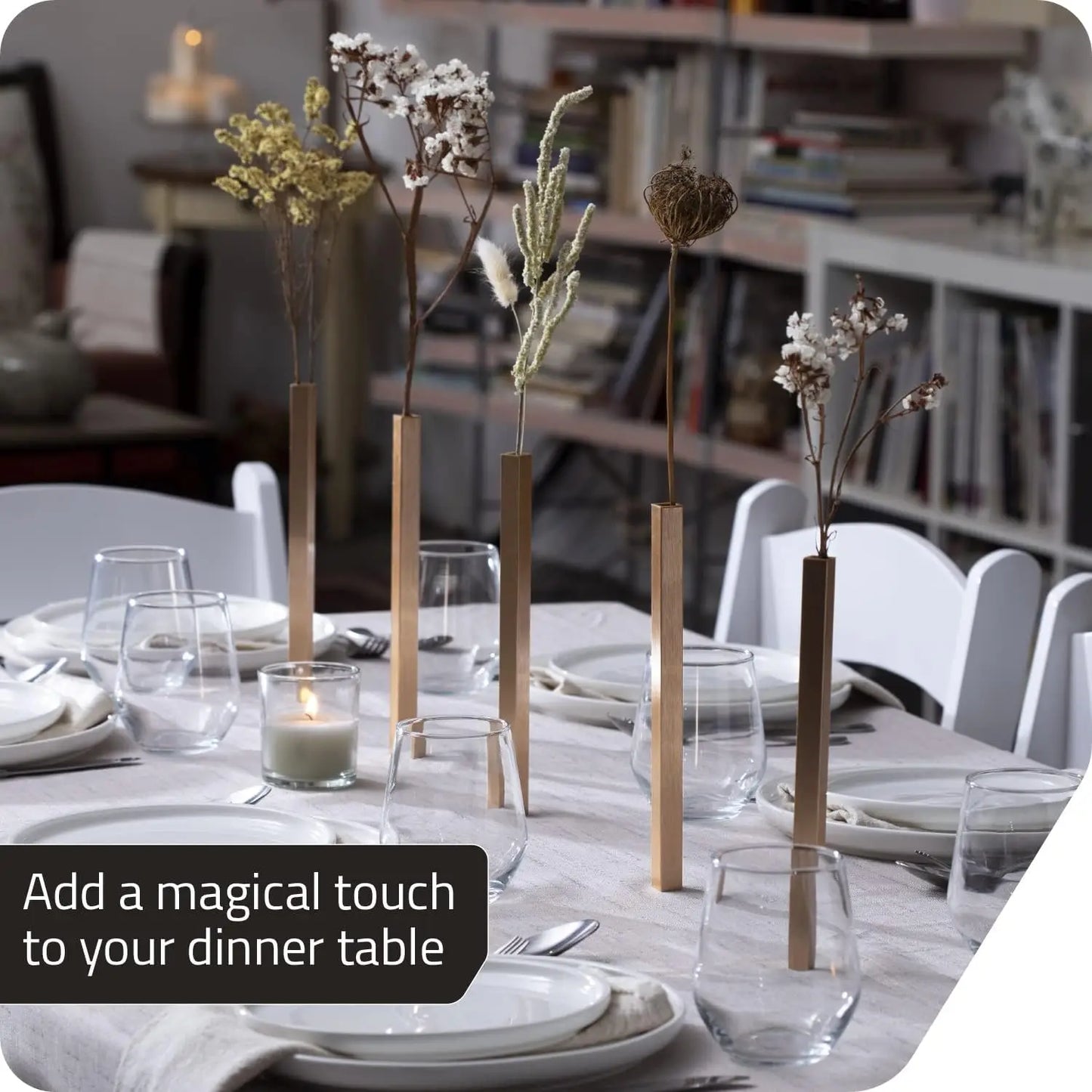 Magnetic Flower Vase Set 5 Aluminum Gold Modern Home Decor