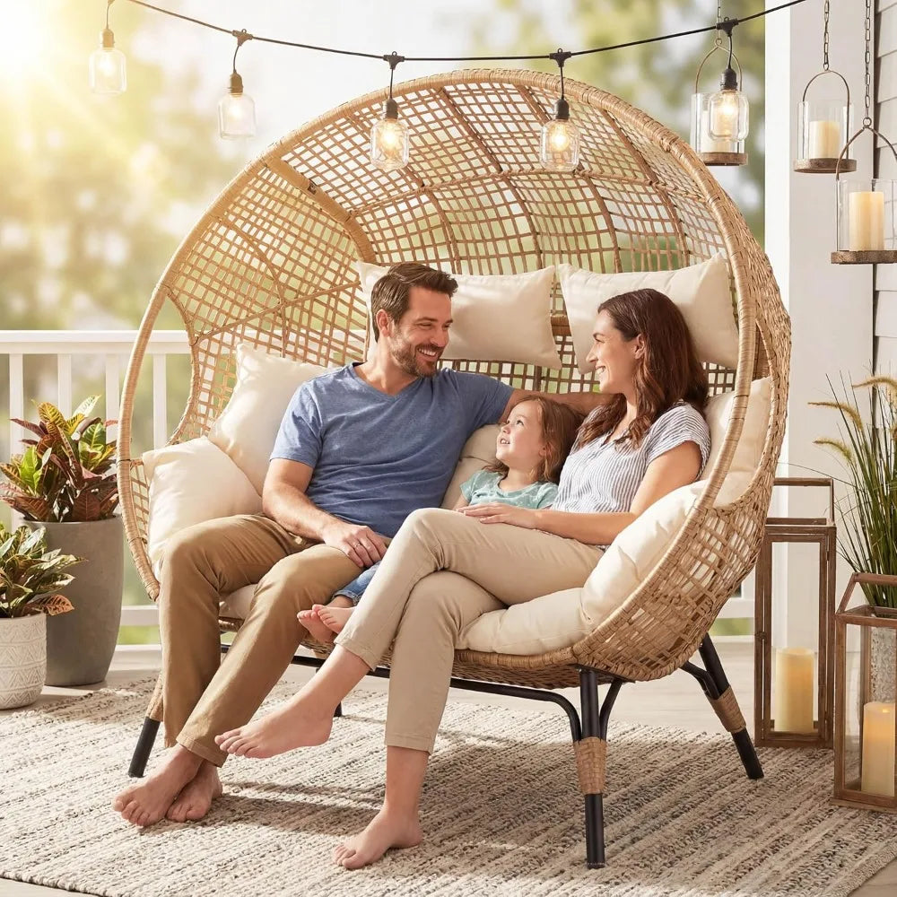 Double Egg Chair Outdoor Wicker Loveseat