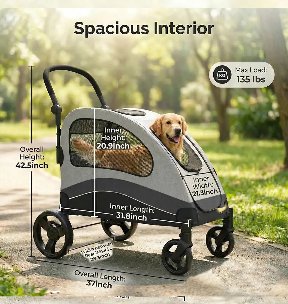HiMISS Collapsible Large Dog Stroller Wagon With 360 Degree Swivel