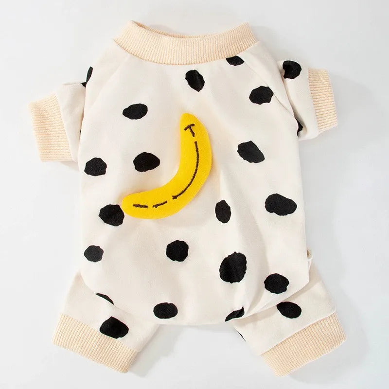 Striped Smile Print Jumpsuit For Small Dogs Autumn Pajamas