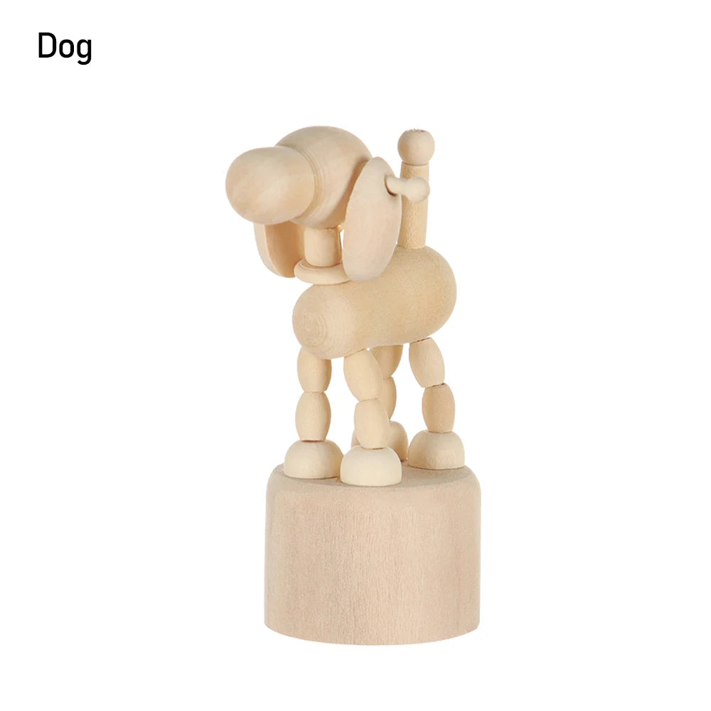 Wooden Animal Ornaments Mini Desktop Puppet Decorations For Home