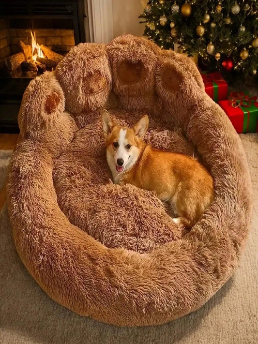 Bear Paw Plush Pet Mat Bed, Machine Washable, Non Slip