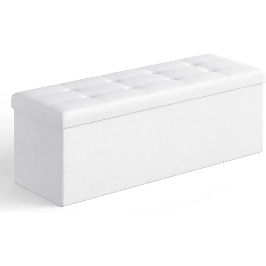 XIUWO Folding Storage Ottoman Bench With Foot Rest