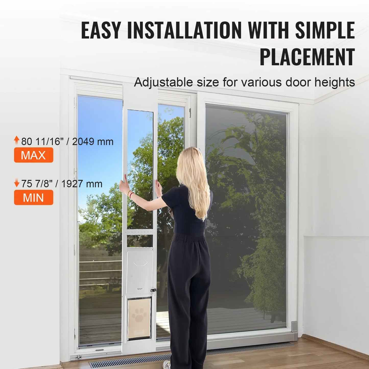 NONEDog Door Sliding Glass Dog Door With Adjustable Height Aluminum Frame