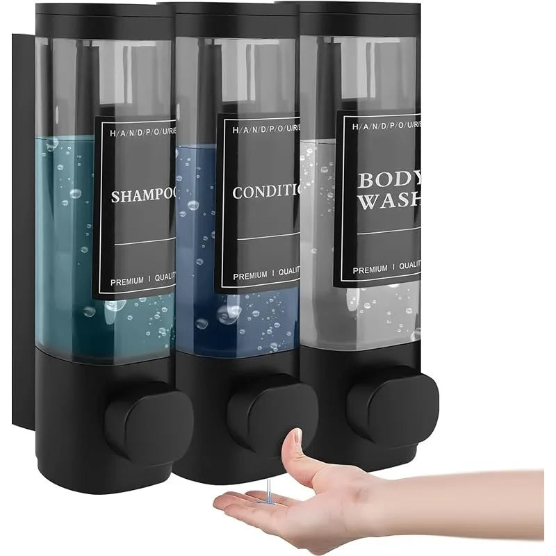 Wall Mounted 3-In-1 Shampoo, Conditioner and Soap Dispenser ABS