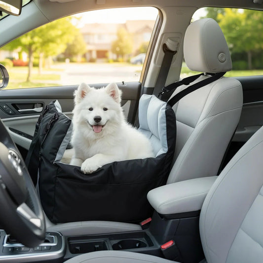 Pet Car Seat Booster With Safety Belt And Storage Pockets