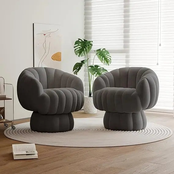 Mid Century Modern 360 Degree Swivel Velvet Accent Chair Set