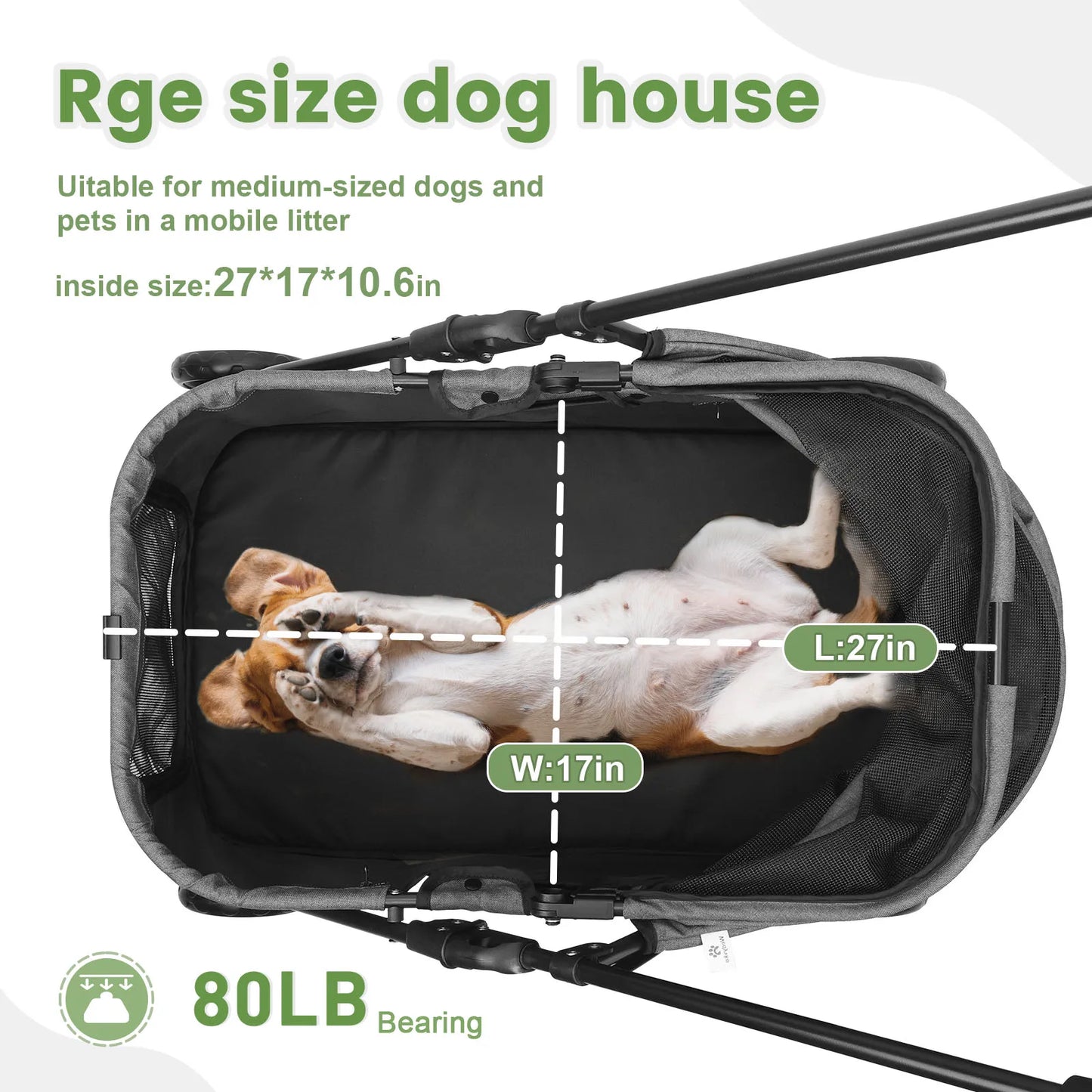Wedyvko Pet Stroller for Dogs with Brakes Four Wheel Design