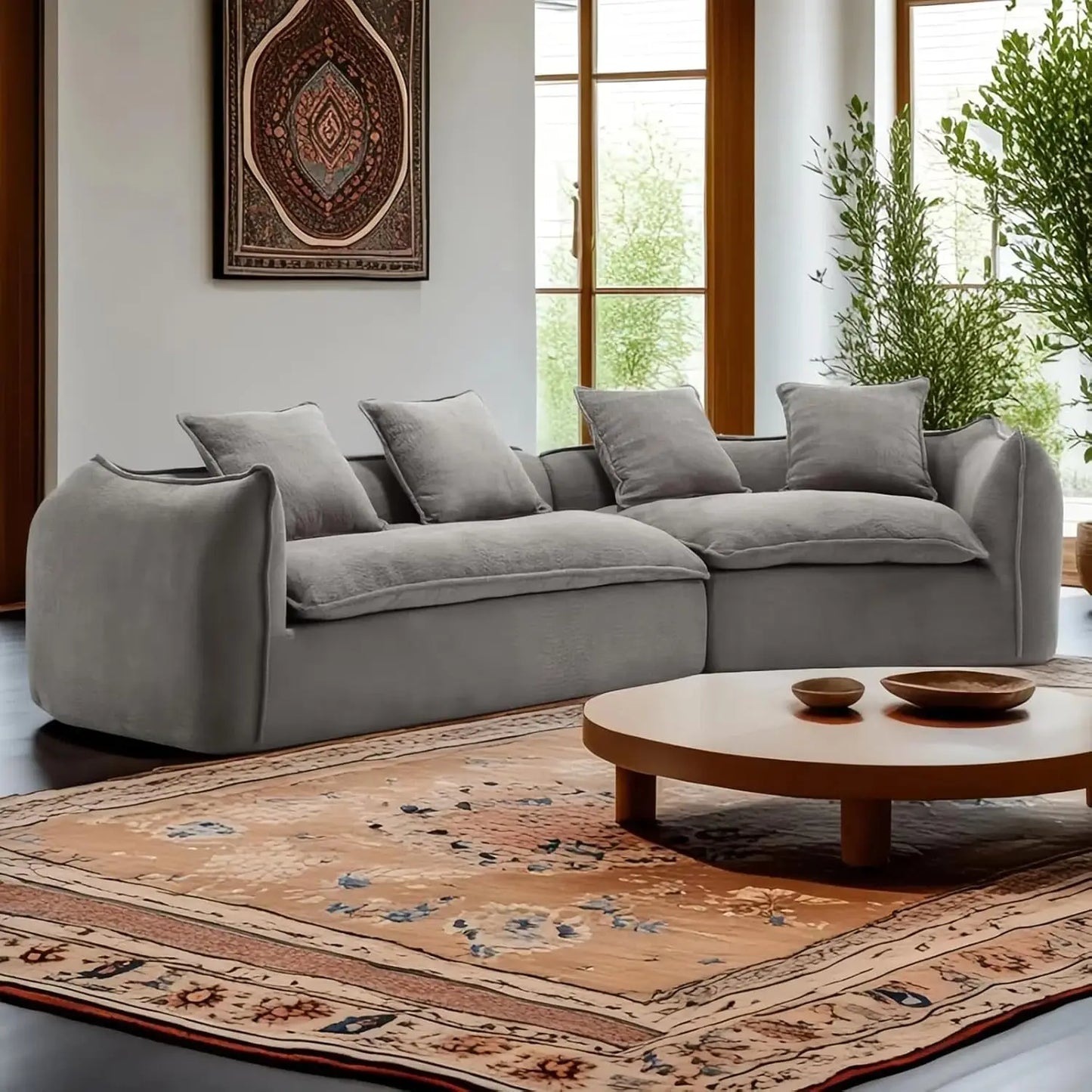 Modular Sectional Sofa Five Seat With Pillows Living Room
