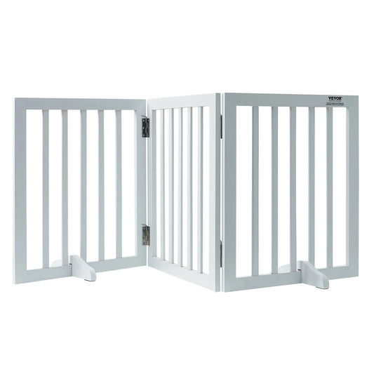 Foldable Free Standing Dog Gate With 3 Panels
