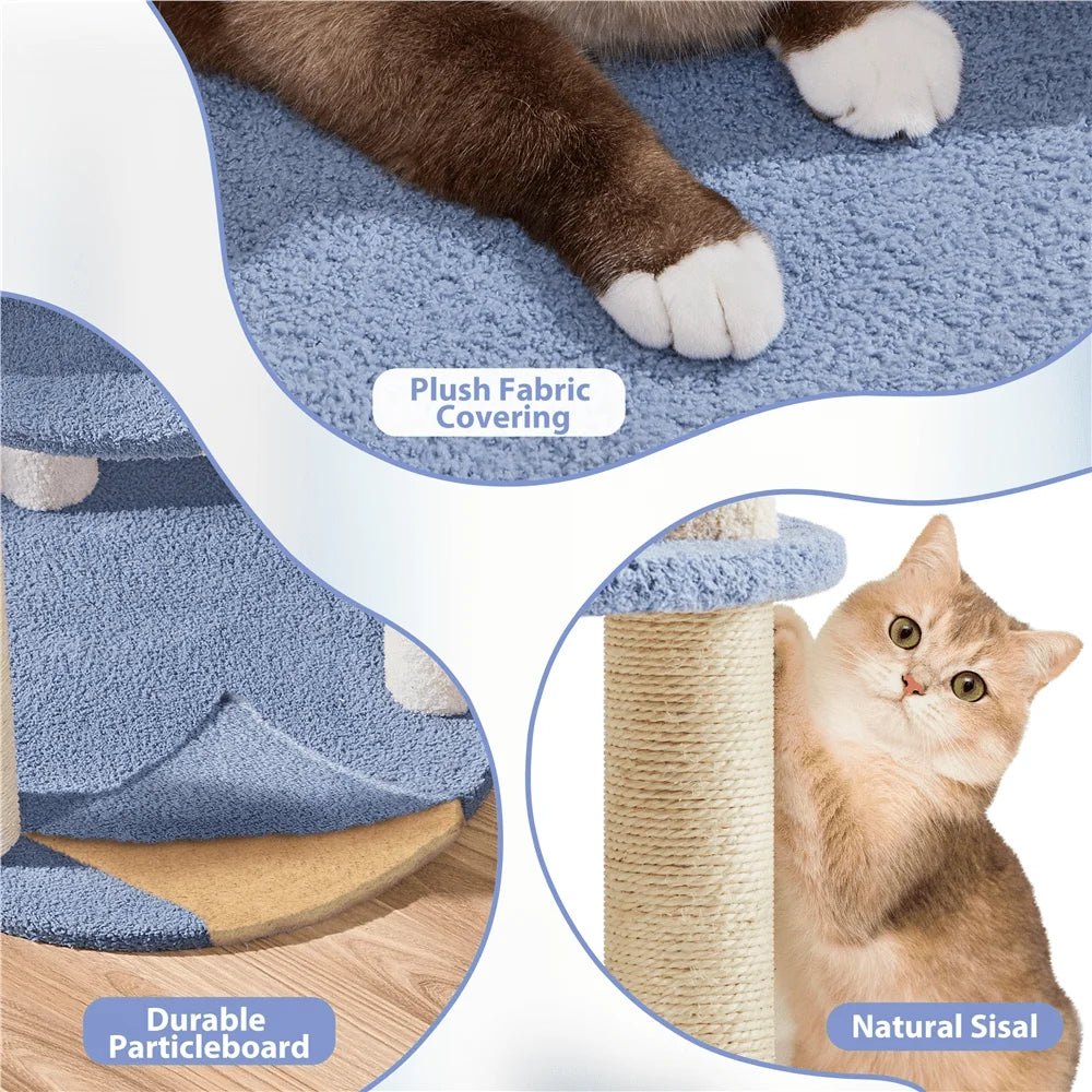 1PC Ocean Cat Tree Cat Tower Cat Furniture With Transparent Cat Bed