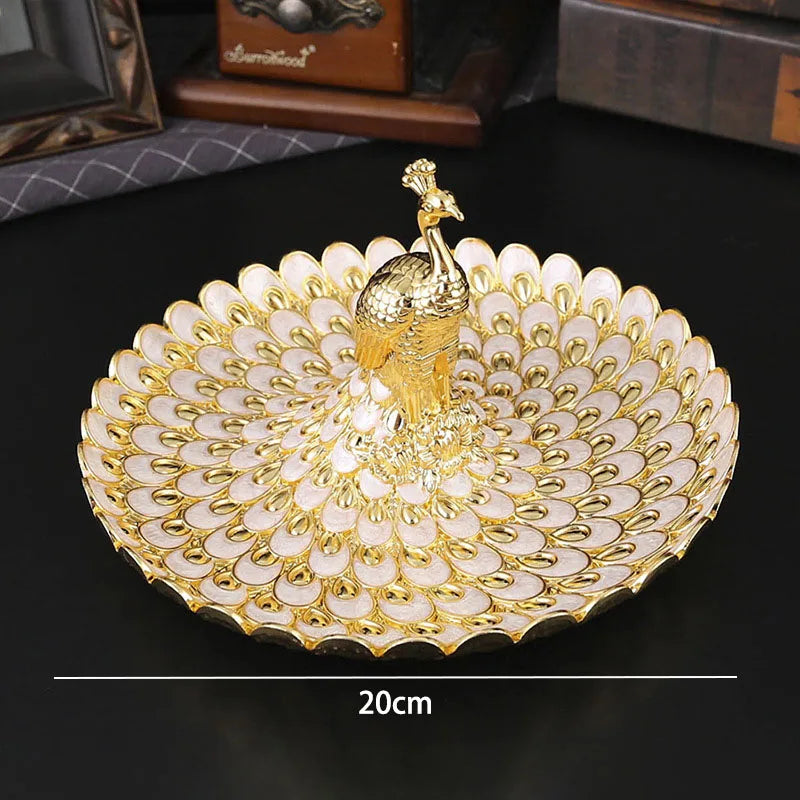 Peacock Motif Fruit Salver for Banquets and Weddings Metal
