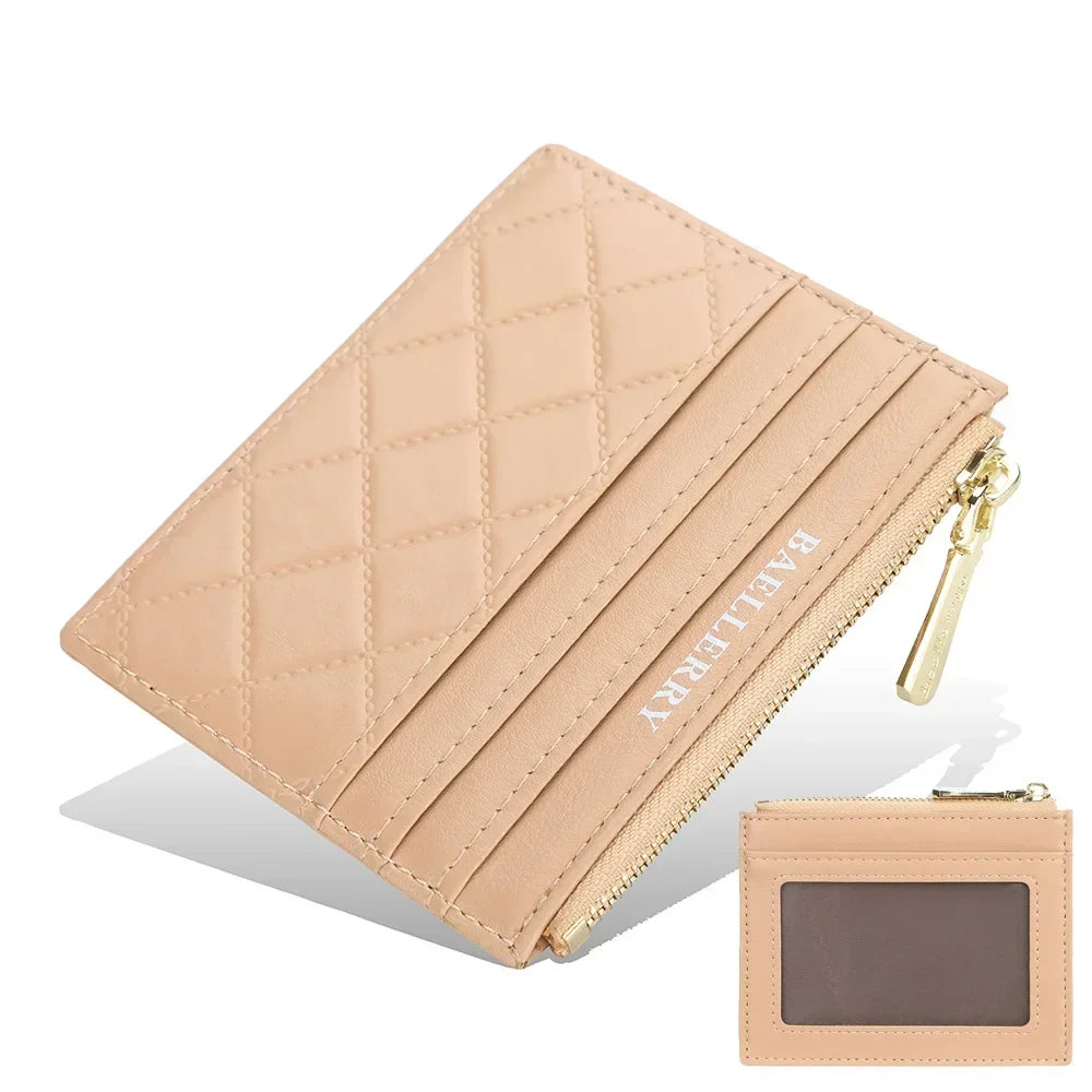 Baellerry Mini Women Wallet Slim Zipper PU Leather Card Holder