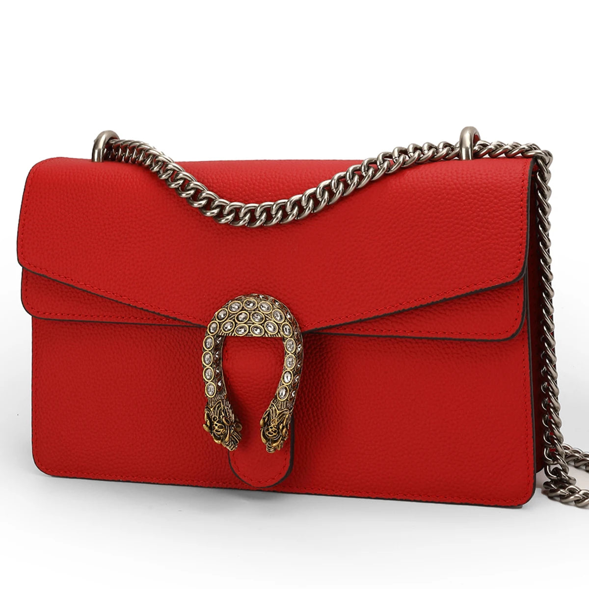NONECN Luxury Crossbody Bag For Women Genuine Leather With Chain
