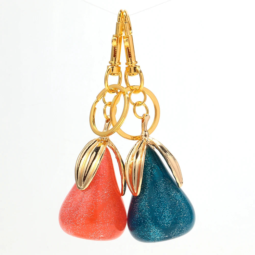 Crystal Pear Bag Charm Pendant Keychain For Women Handbags